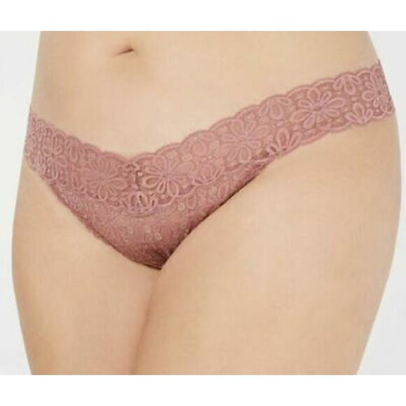 Jenni Intimates Flower All Over Lace 2 Pack Thong Underwear Mauve 1X-3X One Size - Picture 1 of 4